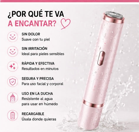Depiladora 2en1 | Gloura™ 💎 Piel Suave y sin Irritación en 20 Segundos · Zona Bikini, Axilas, Rostro y Cuerpo.