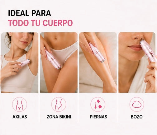 Depiladora 2en1 | Gloura™ 💎 Piel Suave y sin Irritación en 20 Segundos · Zona Bikini, Axilas, Rostro y Cuerpo.