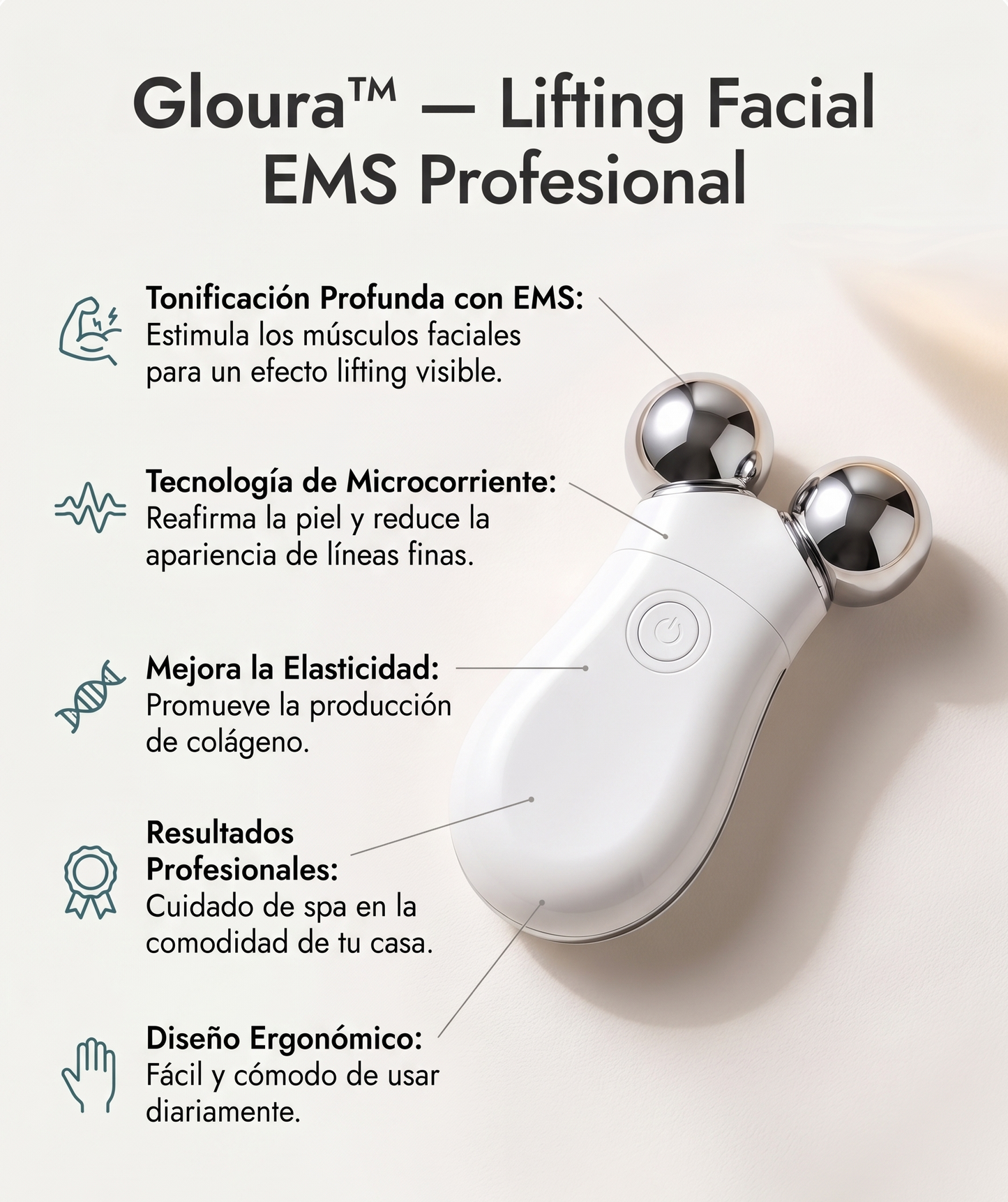 Lifting Facial en Casa 💎 | Masajeador de Microcorriente Reafirmante y Antiarrugas