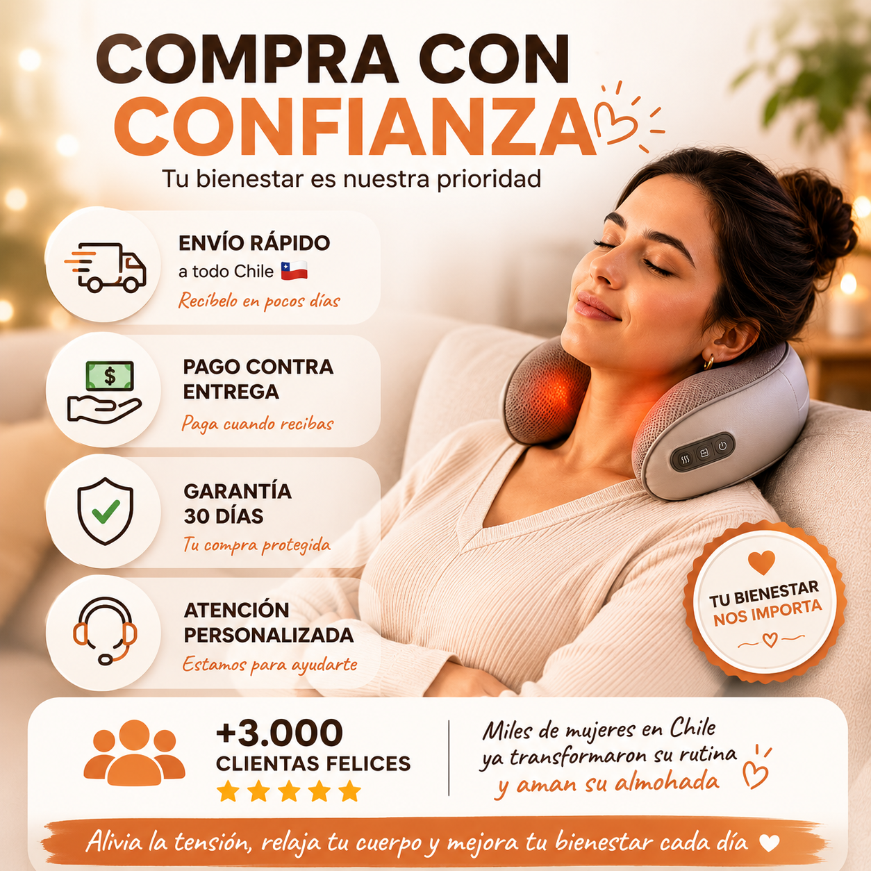 Almohada Cervical Masajeadora™ | Adiós Tensión, Estrés y Rigidez